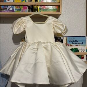 Elegant Cream Puff Sleeve Dress ivory flower girl dress